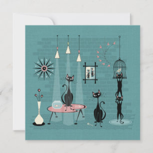 Carte Mid Century Kitty Family Mischief ©studioxtine