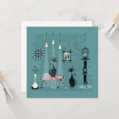 Carte Mid Century Kitty Family Mischief ©studioxtine (Devant/Arrière en situation)