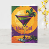 Carte Mid Century Mardi Gras Sunset Fleur De Lis Martini (Fleur jaune)