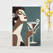 Carte Mid Century Modern Art The Martini DIva (Fleur jaune)