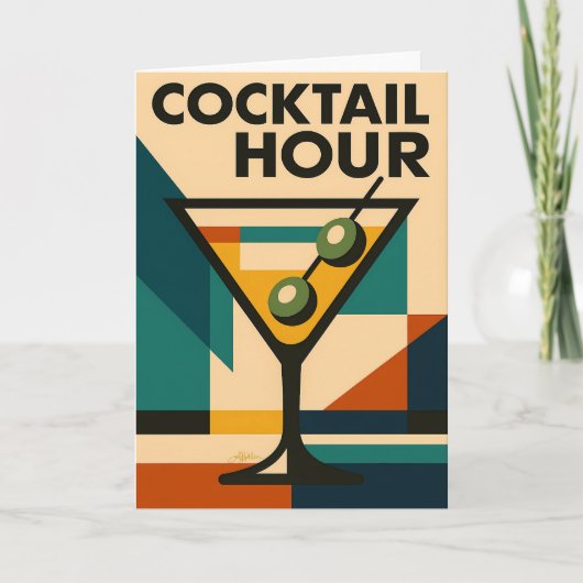 Carte Mid Century Modern Bauhaus Cocktail Hour Martini (Devant)