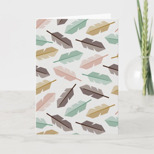 Carte Mid-Century Modern Retro Feathers Greeting Cards (Devant)