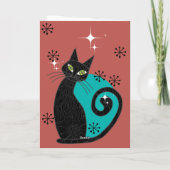 Carte Mid Century moderne chat atomique Retro Joyeux ann (Dos)