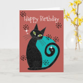 Carte Mid Century moderne chat atomique Retro Joyeux ann (Fleur jaune)