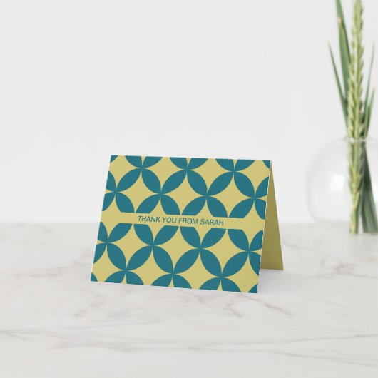 Carte Mid-Century Moderne Rétro, Mod Turquoise & Or (Devant)