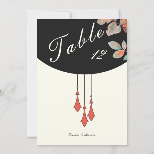 Carte Midnight Autumn Wedding Table Number (Dos)