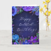 Carte Midnight Blue Floral Belated Birthday Card (Fleur jaune)