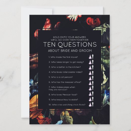 Carte Midnight Garden Ten Questions Mariage Jeu (Devant)
