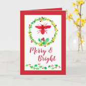 Carte Miel Abeille Joyeux Et Lumineux Noël (Fleur jaune)