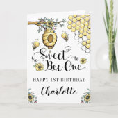 Carte Miel de ruche florale So Sweet Bee 1er anniversair (Devant)