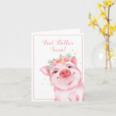 Carte Mieux Bientôt Cochon Mignon (Fleur jaune)
