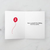 Carte mignon 1er anniversaire panda ajouter nom rose (Intérieur)