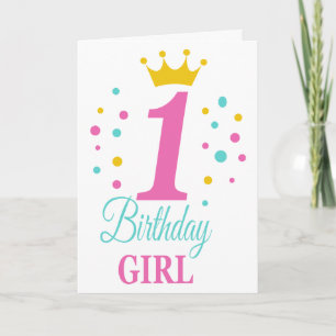 Carte Mignon 1er anniversaire princesse couronne Anniver