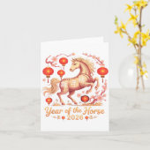 Carte Mignon 2026 Année du Cheval Cavalier de la Chance  (Fleur jaune)