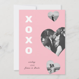 Carte mignon 3 coeur photo rose xoxo de la Saint Valenti