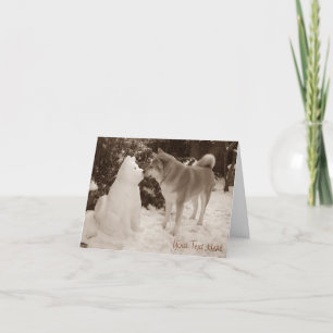 Carte mignon akita baiser bonhomme de neige akita photo