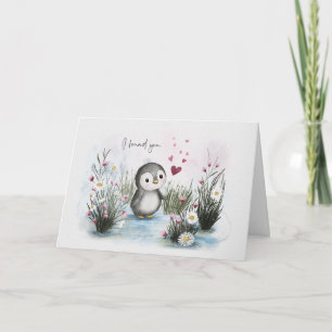 Carte Mignon Amour de Manchot Fantaisiste pour la Saint-