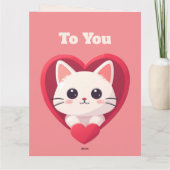 Carte Mignon Chat Blanc avec Design Kawaii Kitty Love (Dos)