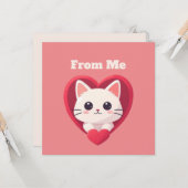 Carte Mignon Chat Blanc avec Design Kawaii Kitty Love (Devant/Arrière en situation)