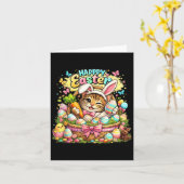 Carte Mignon Chat de Pâques Lapin Drôle de Chatons Cadea (Fleur jaune)