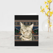 Carte Mignon Chat Fumeur Mème Noël Sweat Ugly Chat  (Fleur jaune)