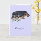 Carte mignon chien chiot rottweiler avec teddy vous manq (Fleur jaune)