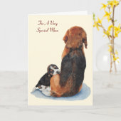 Carte mignon chiot chien beagle avec maman chien avec ve (Fleur jaune)