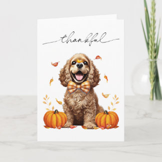 Carte Mignon Cocker Spaniel Feuilles d'automne Citrouill