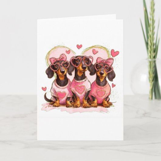 Carte Mignon dachshund Saint-Valentin Cœur Amoureux des (Devant)