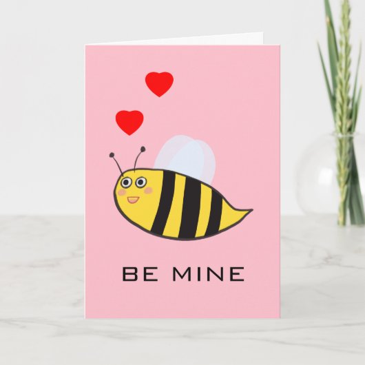 Carte Mignon Drôle Abeille Mienne Pun Amour (Devant)