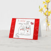 Carte Mignon drôle de chat de dessin animé d'amour (Fleur jaune)