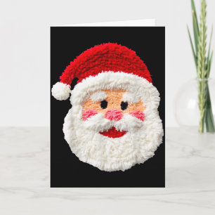 Carte Mignon Drôle Prépa Faux Laine Père Noël Visage Joy