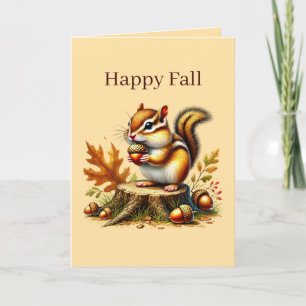 Carte Mignon écureuil saisonnier d'automne personnalisab