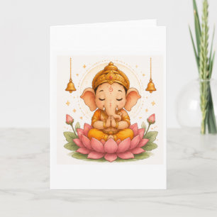 Carte Mignon Ganesha Méditation Lotus Ganesh Chaturthi