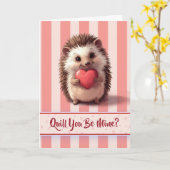 Carte Mignon hérisson de la Saint-Valentin Plume Tu sera (Fleur jaune)