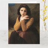 Carte Mignon Innocence d'une adolescente, Bouguereau (Fleur jaune)