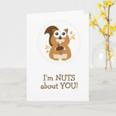 Carte Mignon Je SUIS FOU de VOUS Écureuil (Fleur jaune)