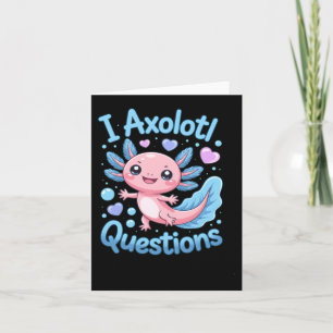 Carte Mignon Kawaii Axolotl Questions Bleu Et Rose