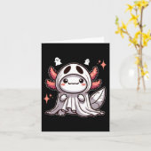 Carte Mignon Kawaii Fantôme d'Halloween Axolotl  (Fleur jaune)