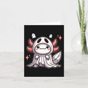 Carte Mignon Kawaii Fantôme d'Halloween Axolotl