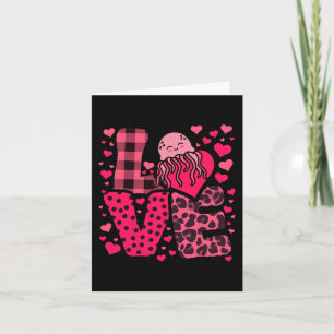 Carte Mignon Kawaii Saint-Valentin Méduse Amour Cœurs Va