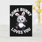 Carte Mignon Lapin Panda de Pâques Some Bunny Vous Aime (Fleur jaune)