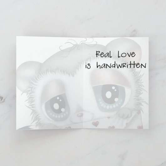 Carte Mignon lémurien dessiné à la main avec lettre d'am (Intérieur)