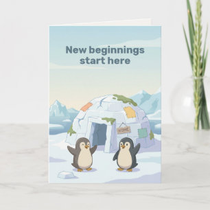 Carte Mignon Manchot Premier Igloo Nouveaux Débuts