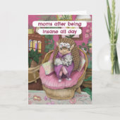 Carte Mignon Memé sur une maman tatou rose Fête des mère (Devant)