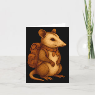 Carte Mignon opossum randonneur camping hiker forêt