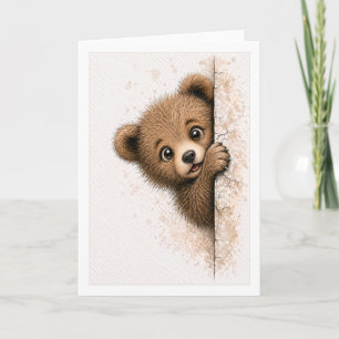 Carte Mignon ours qui regarde couverture aquarelle anima
