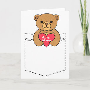 Carte Mignon Ourson de Poche Câlinant un Cœur - Saint-Va