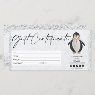 Carte mignon parties scintillant moderne pingouin certif