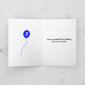 Carte mignon pingouin 3ème anniversaire ajouter nom bleu (Intérieur)